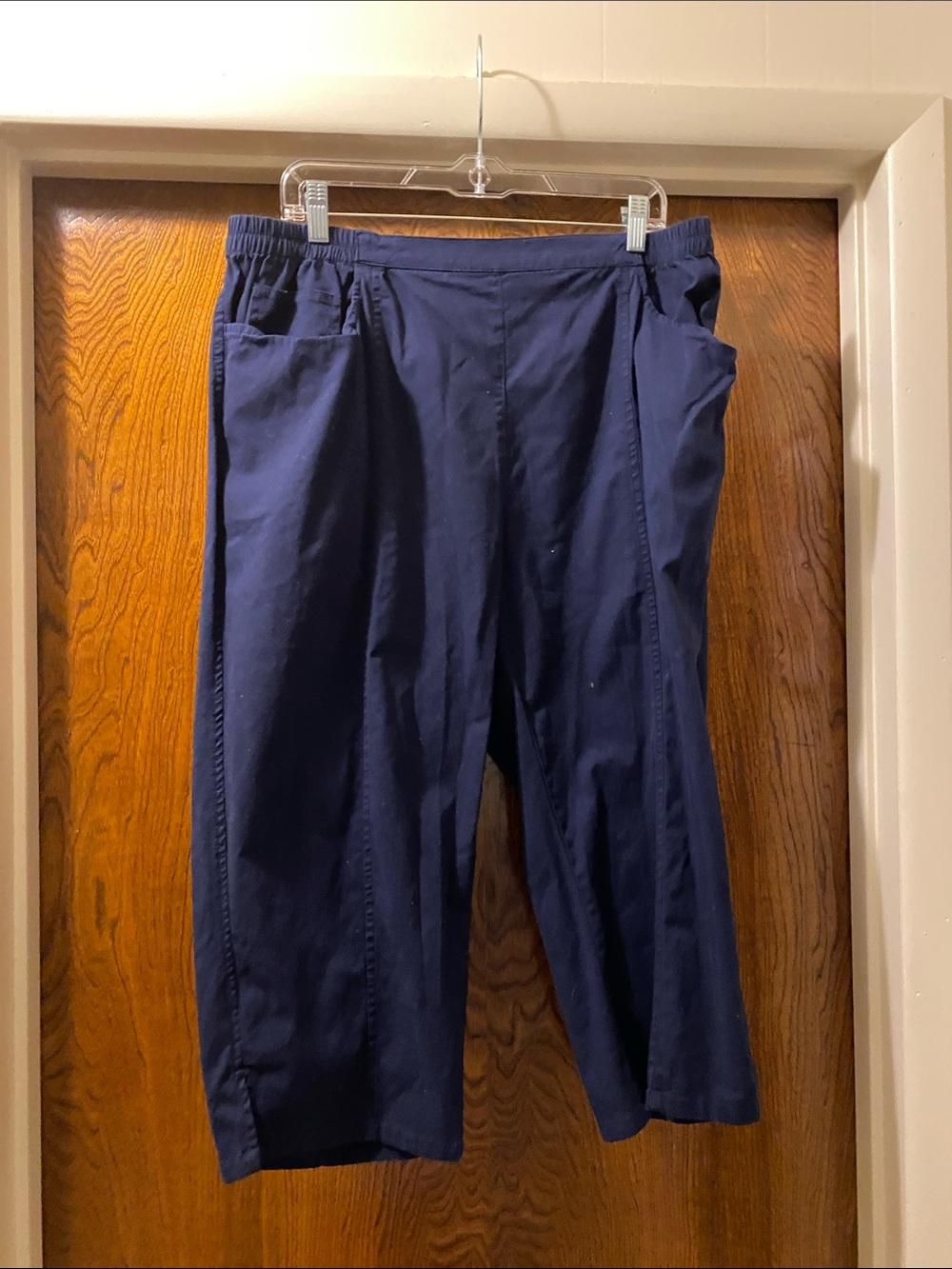 Women's Navy Pull-On Chinos with Elastic Waist